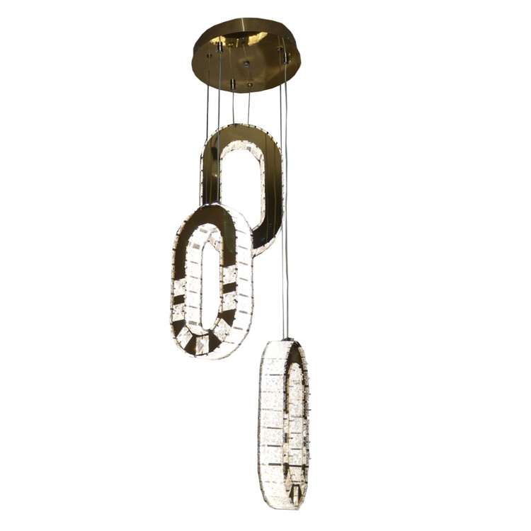 لوستر کریستالی سه آویز بیضی مدرن